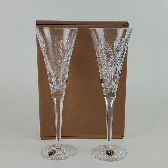 WATERFORD Crystal Times Square 2009 Joy Champagne  Flutes Set of 2 - Picture 2 of 9